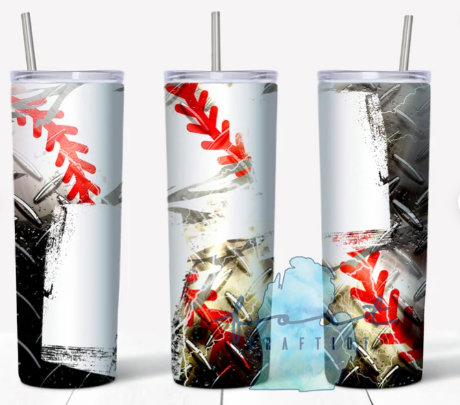 Custom Baseball 20 oz Skinny Tumbler