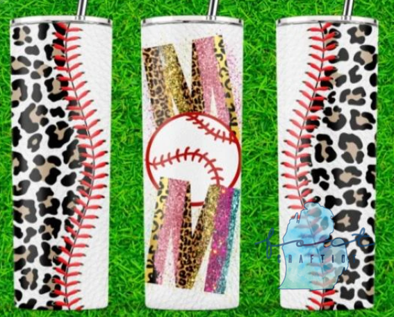 Baseball Mom Glitter Leopard Tumbler