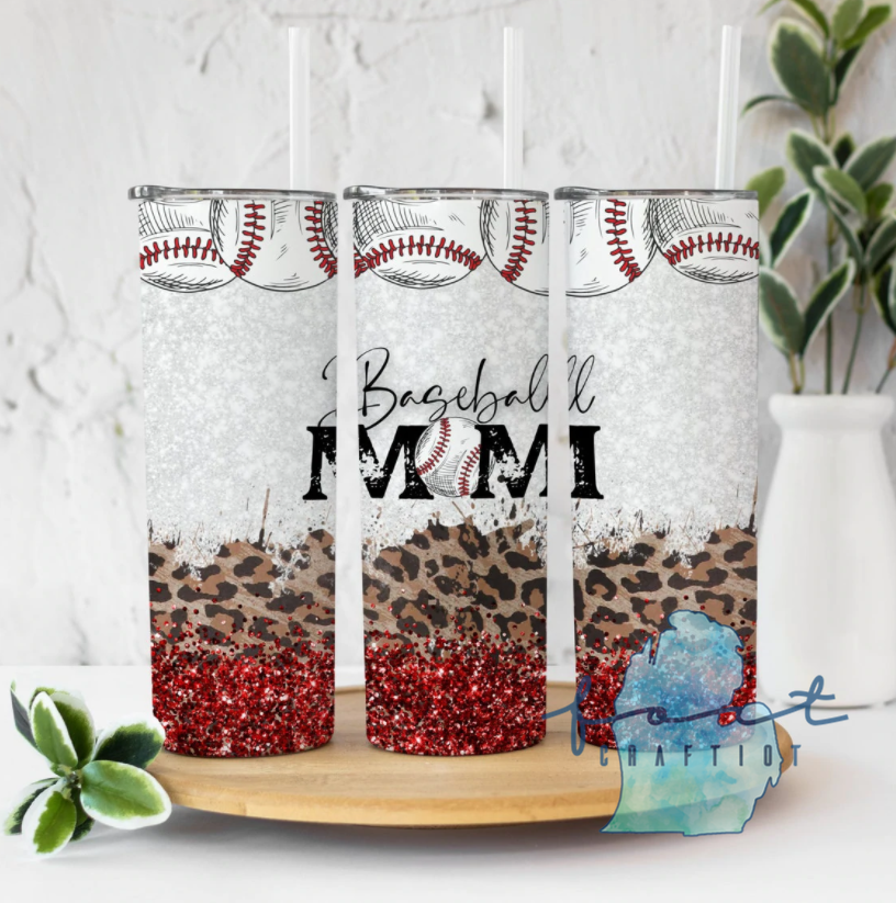 Baseball Mom Leopard Tumbler