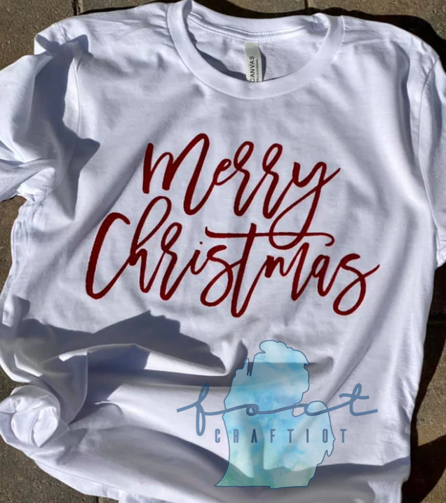 Merry Christmas Red Glitter