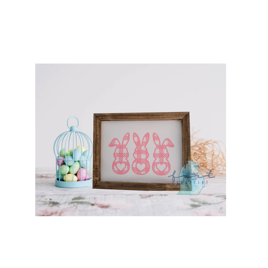 Pink Bunnies Easter Reverse Canvas