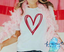 Load image into Gallery viewer, Red Scribble Heart T-shirt Valentine&#39;s Day
