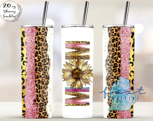 Sunflower Mom Leopard Pink Tumbler